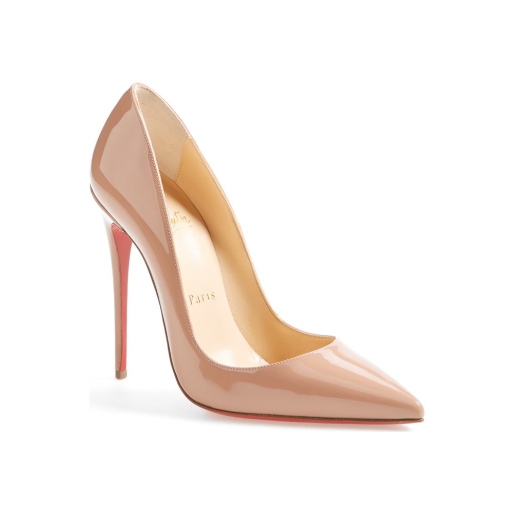 Christian Louboutin Patent Nude Pointy Toe Pump